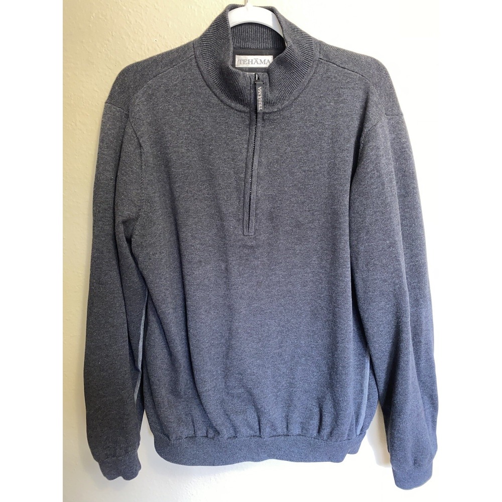 Tehama Sweater WIndbreaker Mens Medium Charcoal Gray Lined Long Sleeve Golf